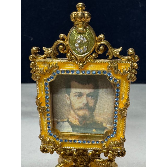 Rare Fabergé Imperial Danish Jubilee Egg Reproduction With Original Box & Papers For Sale - Image 4 of 14
