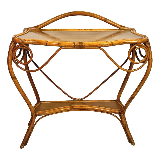 Mid-Century Bamboo and Rattan Entry Console, Italy, 1970s For Sale