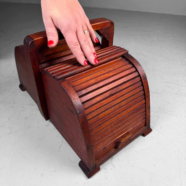 1940s Wooden Sewing Box with Tambour Doors, Germany, 1940s For Sale - Image 5 of 14