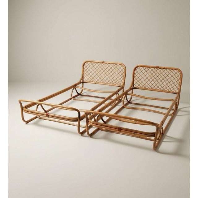 Mid-Century Modern Italian Bamboo Single Beds, 1960s, Set of 2 For Sale - Image 3 of 16