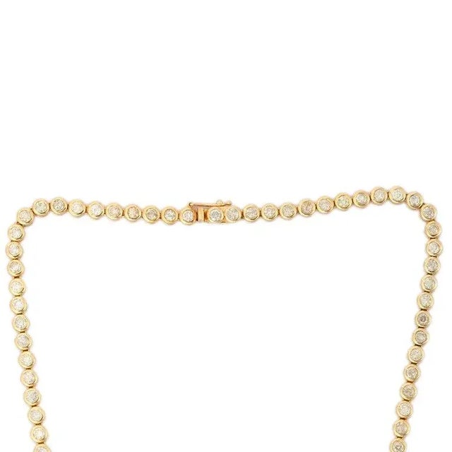 7.35 Carats Natural Diamond 18k Gold Wedding Tennis Necklace for Her by VRJewels For Sale In New York - Image 6 of 14