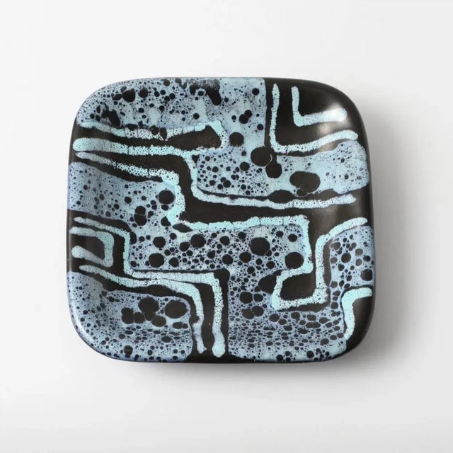 Blue German Fat Lava Plate from VEB Strehla, 1960s For Sale - Image 8 of 8