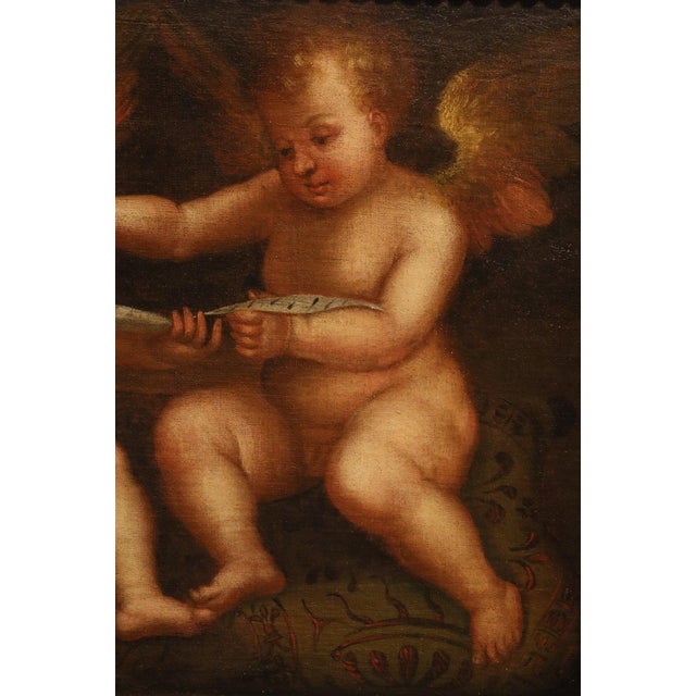 17th Century Guglielmo Caccia, Detto Il Moncalvo, Angels Hunting Couple Paintings, 1620, Oil on Canvas For Sale - Image 5 of 16