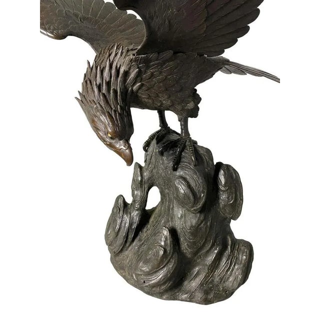 Antique Japanese Bronze Eagle from the Meiji Period, 19th Century For Sale - Image 8 of 14