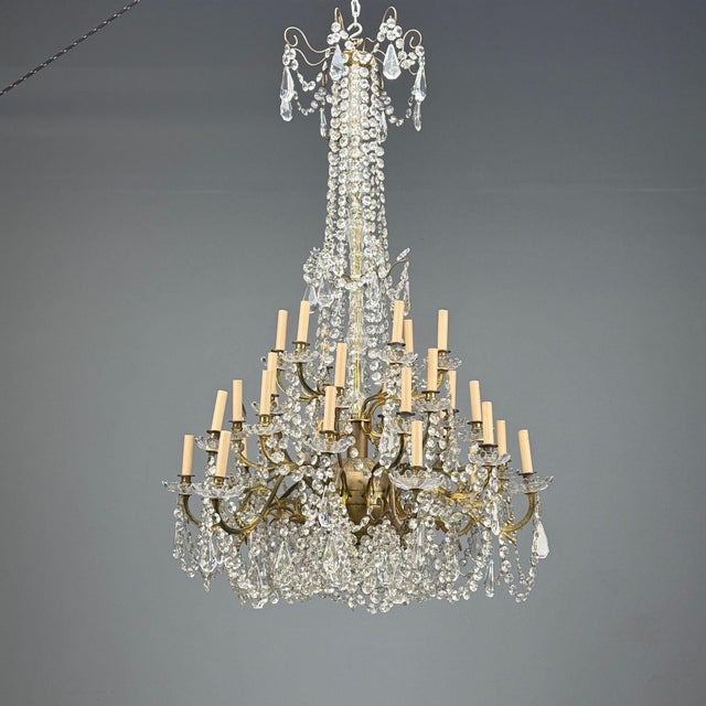 Late 19th Century Louis XVI Style, Bronze, Crystal, Thirty-Light Chandelier, France, 19th/20th C. For Sale - Image 5 of 16
