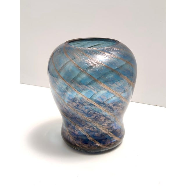 Vintage Blue Murano Glass Vase by Fratelli Toso, 1940s For Sale - Image 4 of 11