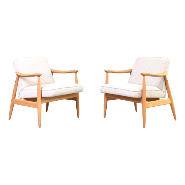 Mid-Century Modern Lounge Chairs by J. Kędziorek, 1960s, Set of 2 For Sale