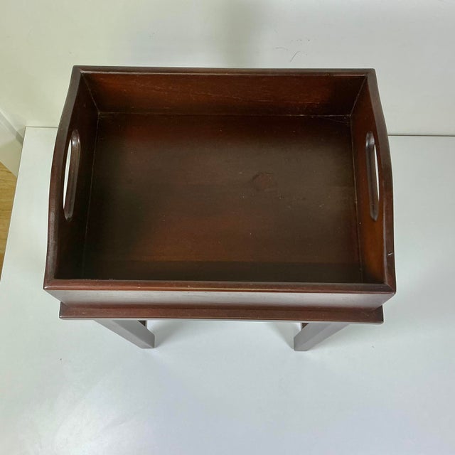 1990s Vintage Chippendale Hollywood Regency Deep Tray Drinks Table For Sale - Image 10 of 15