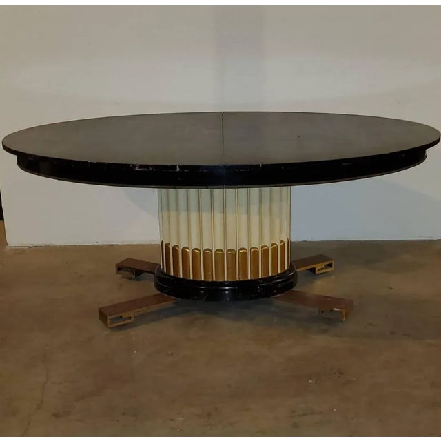 Black Vintage 1950s Attributed to Paul Frankl Empire Faux Marbling Dining Table For Sale - Image 8 of 13