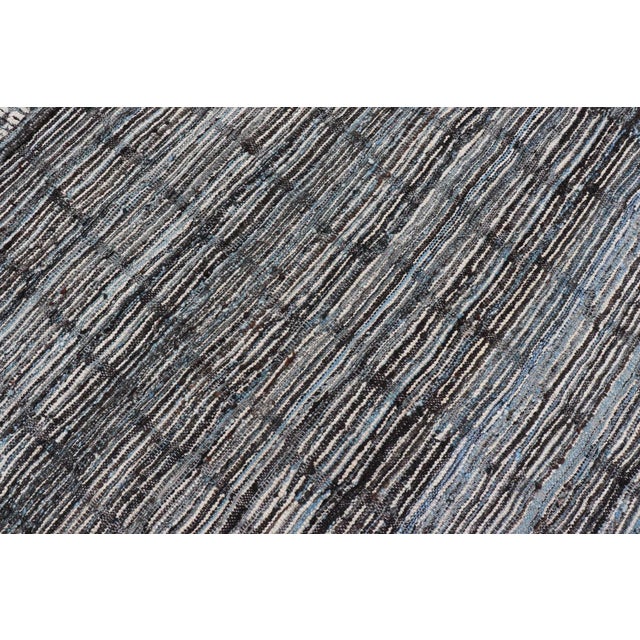 Modern Hand Knotted Rug by Keivan Woven Arts, Steel Blue & White, 9'5" X 11'0 For Sale - Image 12 of 12