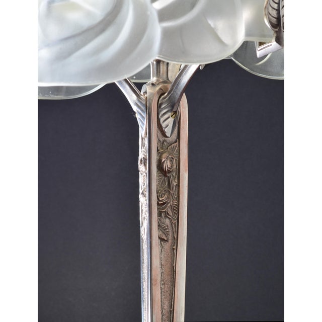 1980s French Art Deco Frosted Glass Table Lamp by Paris Star For Sale - Image 11 of 12