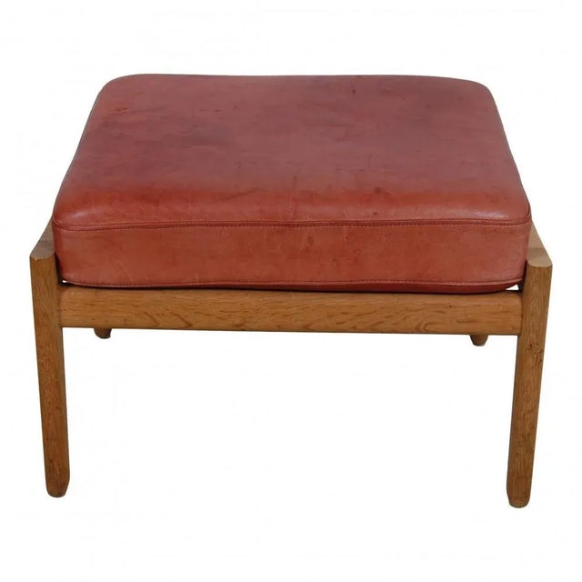 Set of GE-290A Lounge Chair with Ottoman in Patinated Red Anilin Leather from Getama, 1990s For Sale - Image 4 of 12