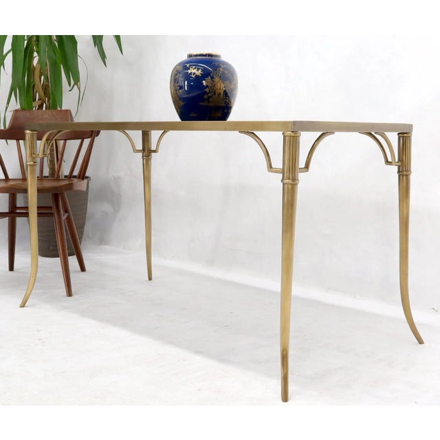 Heavy Granite Top Rectangular Brass Frame Horn Shape Legs Coffee Table For Sale - Image 4 of 12