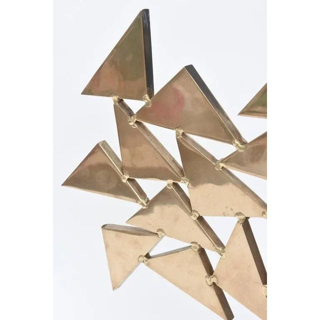 1960s Vintage Signed Chevalier Brass Geometric Sculpture French 60's For Sale - Image 5 of 10