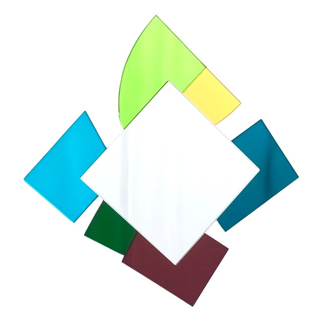 Asymmetrical Colored Mirror in the style of Ettore Sottsass, 1980ss For Sale