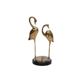 Brass Flamingo Bookends- A Pair For Sale
