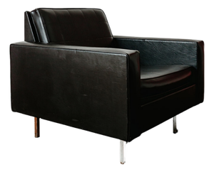 Armchair in Black Imitation Leather, 1960