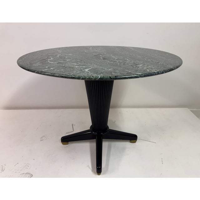 Wood Ebonised Centre Table with Verde Alpi Marble Top, Italy, 1950s For Sale - Image 7 of 13