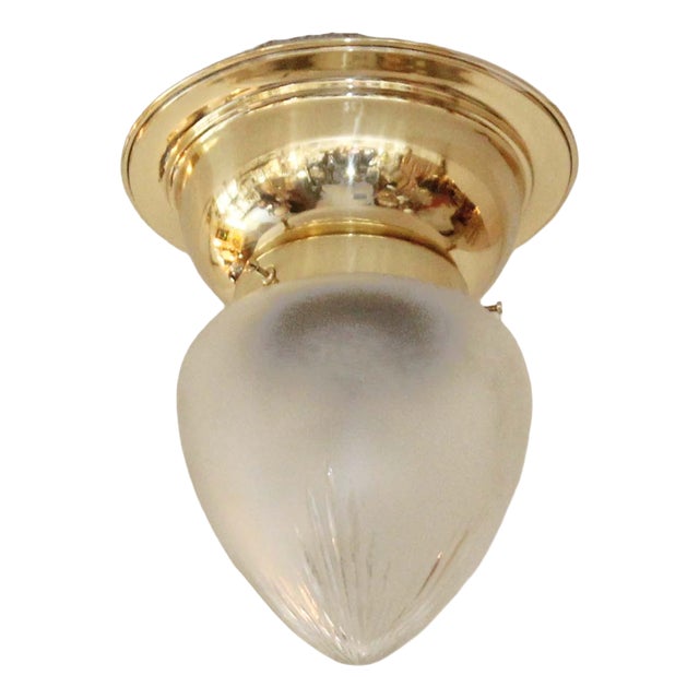 Art Nouveau Art Deco Glass Ceiling Lamp, 1890s For Sale