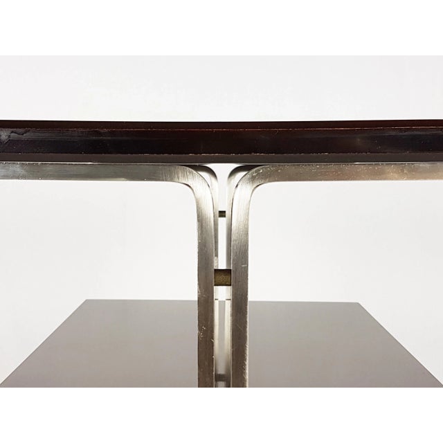 1960s Brushed Steel & Stained Wood TV Trolley attributed to Giulio Moscatelli for Formanova, 1960s For Sale - Image 5 of 13