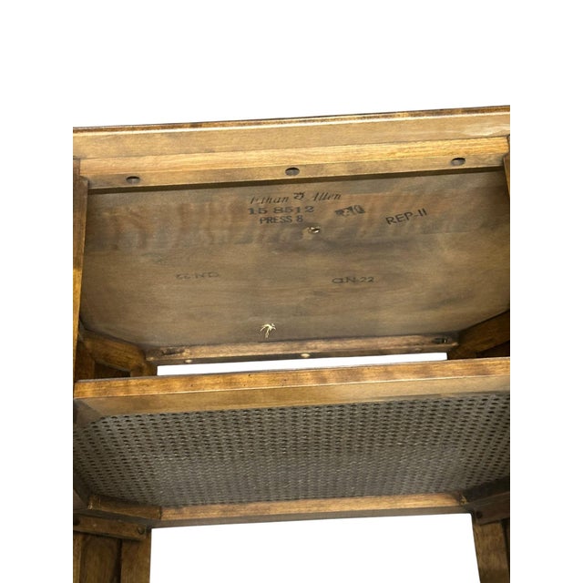 Late 20th Century Ethan Allen Caned Manor Side Table For Sale - Image 9 of 12