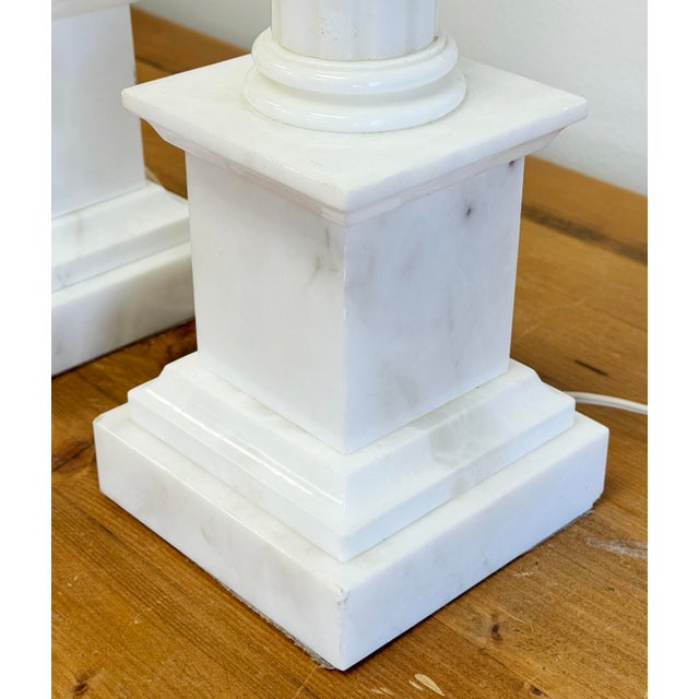 Vintage Neo-Classical Marble Column Table Lamps, a Pair For Sale - Image 10 of 13
