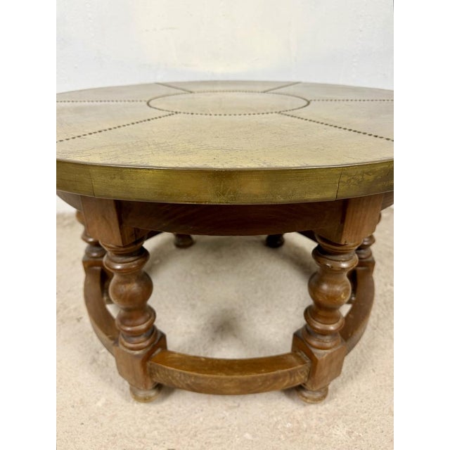 1960s Spanish Center Table with Brass-Clad Top, 1960 For Sale - Image 5 of 11
