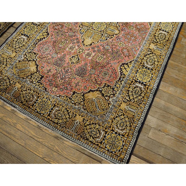 1920s Pink Medallion Pair of Antique Persian Silk Qum Carpets 3' 7'' X 5' 2'' Handknotted Wool Rugs For Sale - Image 10 of 18
