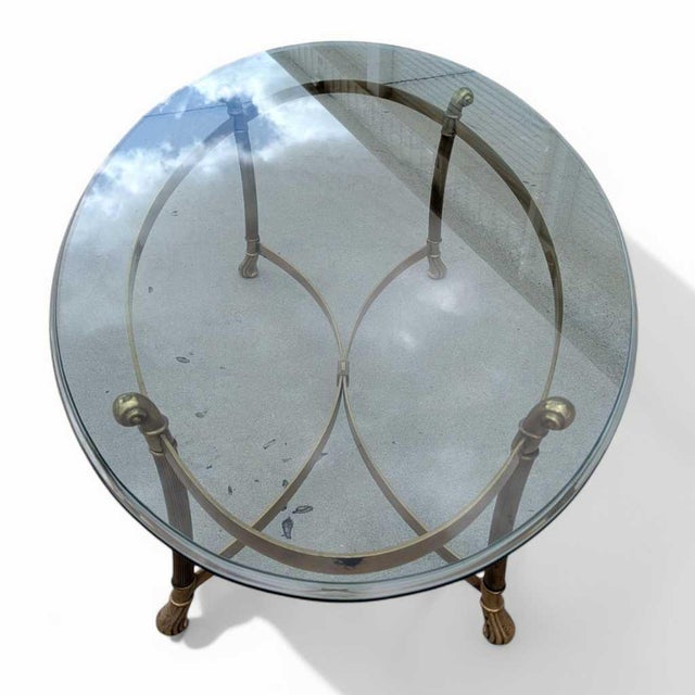 Late 20th Century Attributed LaBarge Glass Top Brass Coffee Table For Sale - Image 12 of 18
