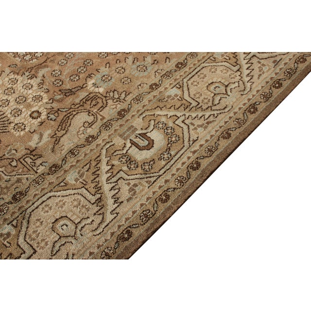 Hand-Knotted Vintage Persian Qum Rug in Beige-Brown Medallion Floral Pattern For Sale - Image 4 of 7