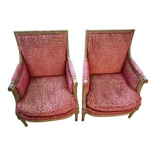 Late 18th Century Louis XV Style Chairs With Pink Polka Dot Upholstery - Set of 2 For Sale