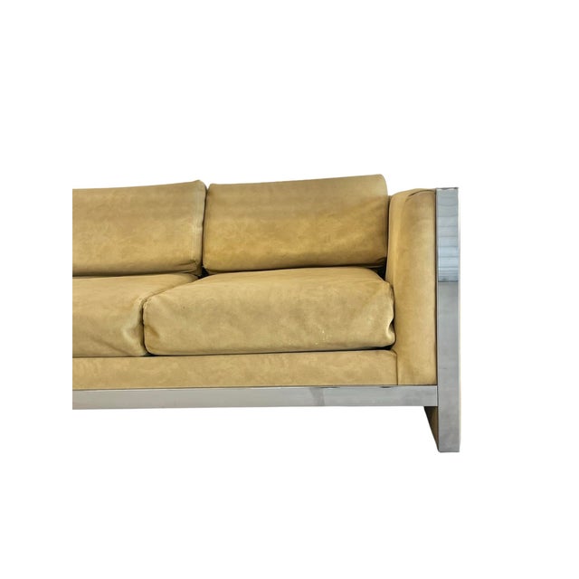 Selig 1970s Selig Chrome Base Sofa Attributed to Milo Baughman For Sale - Image 4 of 5