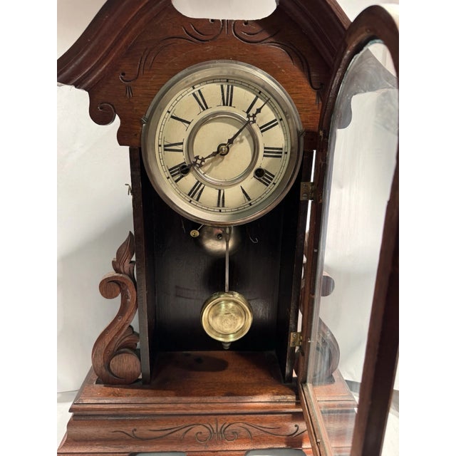 Late 19th Century Antique New Haven Parlor Mantel Clock- “Danube” Model For Sale - Image 5 of 9