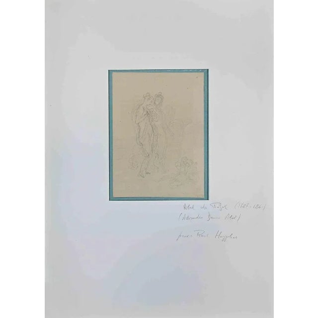Female Figures is a Pencil Drawing realized by Abel de Pujol (1785-1861). Good condition included a white and blue...