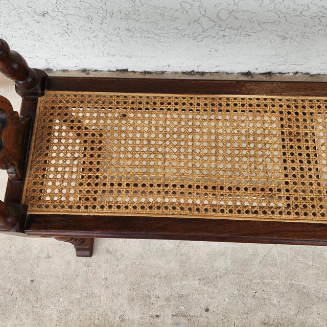 Antique English Walnut & Cane Window Bench For Sale - Image 10 of 16