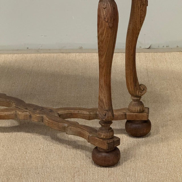 Wood 18th Century French Hand-Carved Side Table in Stripped Oak For Sale - Image 7 of 18