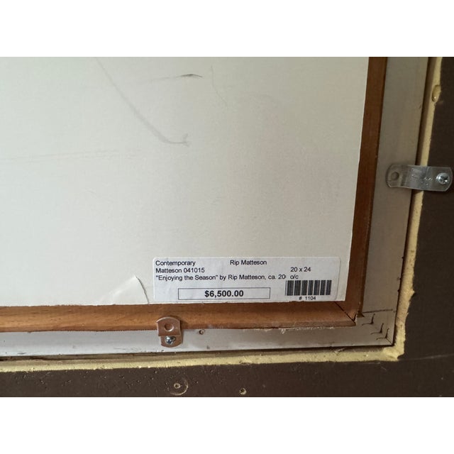 Textile Oil Painting by Rip Matteson, "Enjoying the Season, C. 2005, Framed For Sale - Image 7 of 7