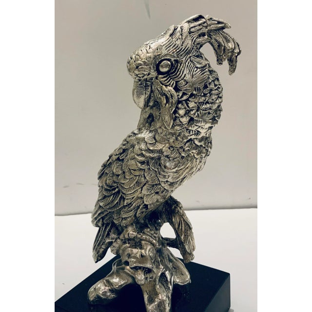 Modern Modern Silvered Bronze Cockatoo Sculptures Pair For Sale - Image 3 of 7