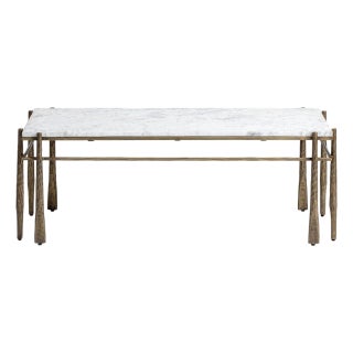 Luna Modern White Marble & Brass Coffee Table For Sale