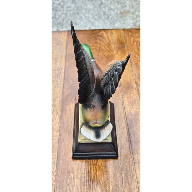English Large Limited Edition Hand-Painted Mallard Duck Figurine Sculpture With Raised Wings For Sale - Image 3 of 12
