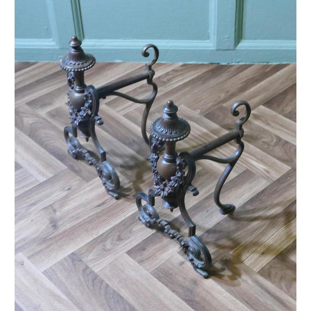 French Brass Andirons, Set of 2 For Sale - Image 4 of 7