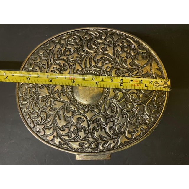 Vintage Ornate Oval Silver-Plated Trinket Box With Velvet Lining For Sale - Image 10 of 11