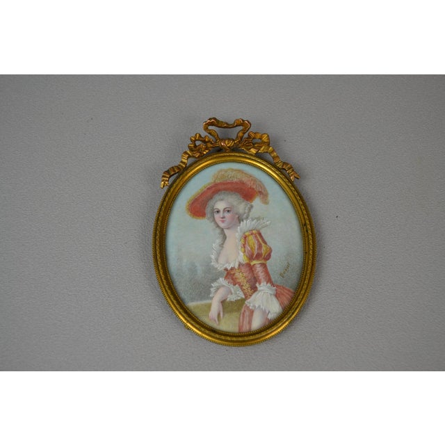 Metal Darcet, Portrait Miniature of a Lady from the Rococo Period, 1800s, Painting, Framed For Sale - Image 7 of 11