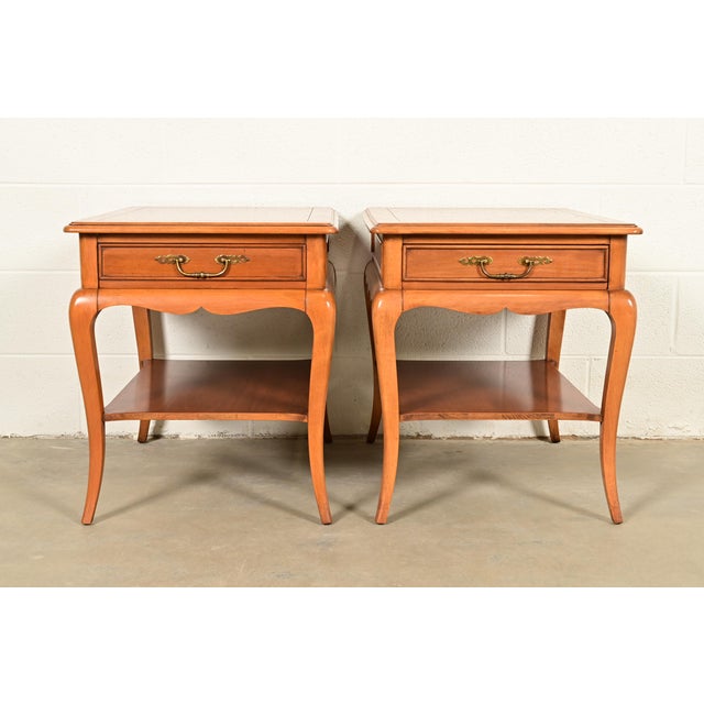 A gorgeous pair of French Provincial Louis XV or French Country style nightstands or side tables By Hekman Furniture USA,...