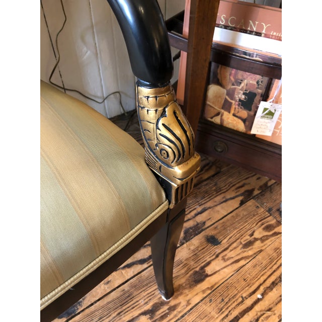 Regency Style Black & Gold Dolphin Motif Armchairs -A Pair For Sale In Philadelphia - Image 6 of 11