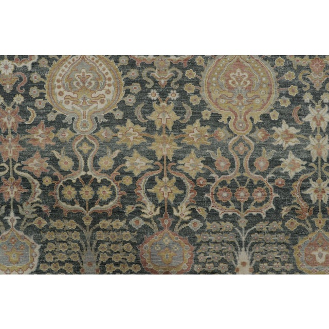 Traditional Rug & Kilim’s Persian-Inspired Rug, Victorian Floral Trellis on Charcoal-Blue Field For Sale - Image 3 of 7