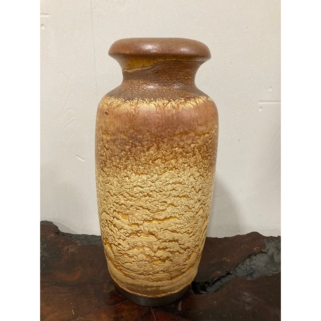Arts & Crafts Mid-20th Century Large Flat Lava Vase by Scheurich Keramik, West Germany For Sale - Image 3 of 8