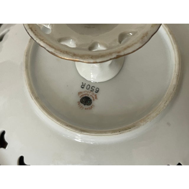 Antque Porcelain CakecStand With Demitasse Plates Handpainted - 4pcs For Sale In Miami - Image 6 of 9