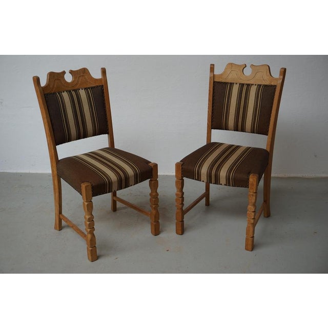 Brutalist Danish Oak Dining Chairs in the style of Henning Kjaernulf, 1960s, Set of 6 For Sale - Image 6 of 11