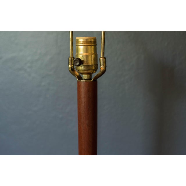1960s Mid Century Modern Sculptural Teak Table Lamp With Tripod Iron Base For Sale - Image 5 of 8